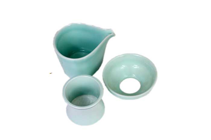 Ceramic Tea Set with Embossed Carp